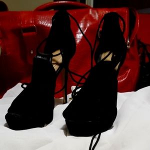 Aldo soft leather strap up shoes